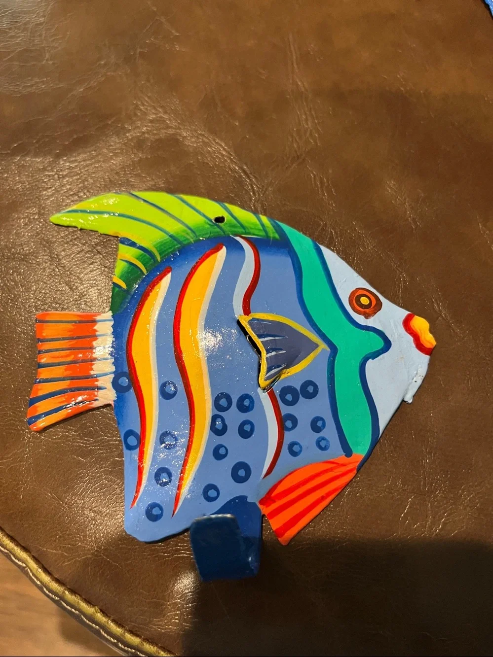 Decorative Blue Tropical Fish Wall Hooks - Set of 3